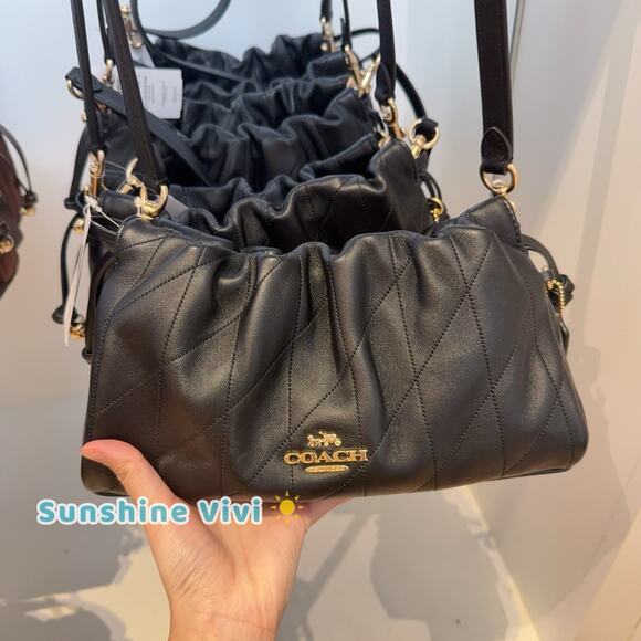 NWT Coach Faye Shoulder Bag With Quilting Gold/Black CCZ54 Kappa Leather